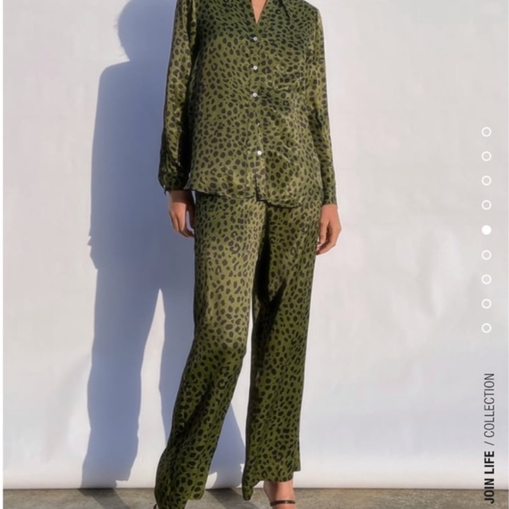 ZARA Olive Cheetah Print High Waisted Pants